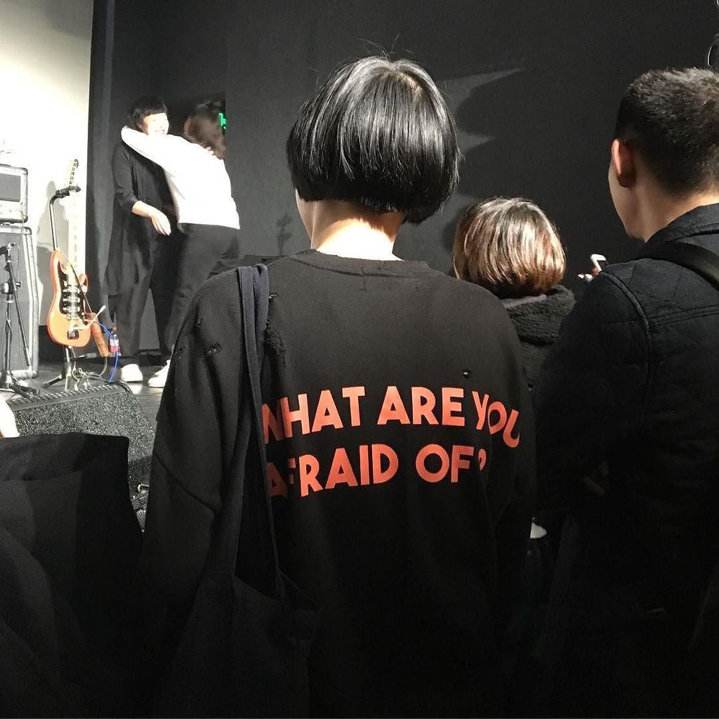 tshirtsbeijing's tweet photo. Existential questions at the #NovaHeart show. #tshirtsofbeijing https://t.co/41dR2lrdeM https://t.co/BLd2qDjc5J