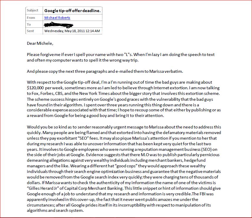 darrenmeade's tweet image. In 2017 @Google may re-evaluate and recall that #janiceduffy business partner @rexxfield attempted to extort / get a reward for a #sqlhack