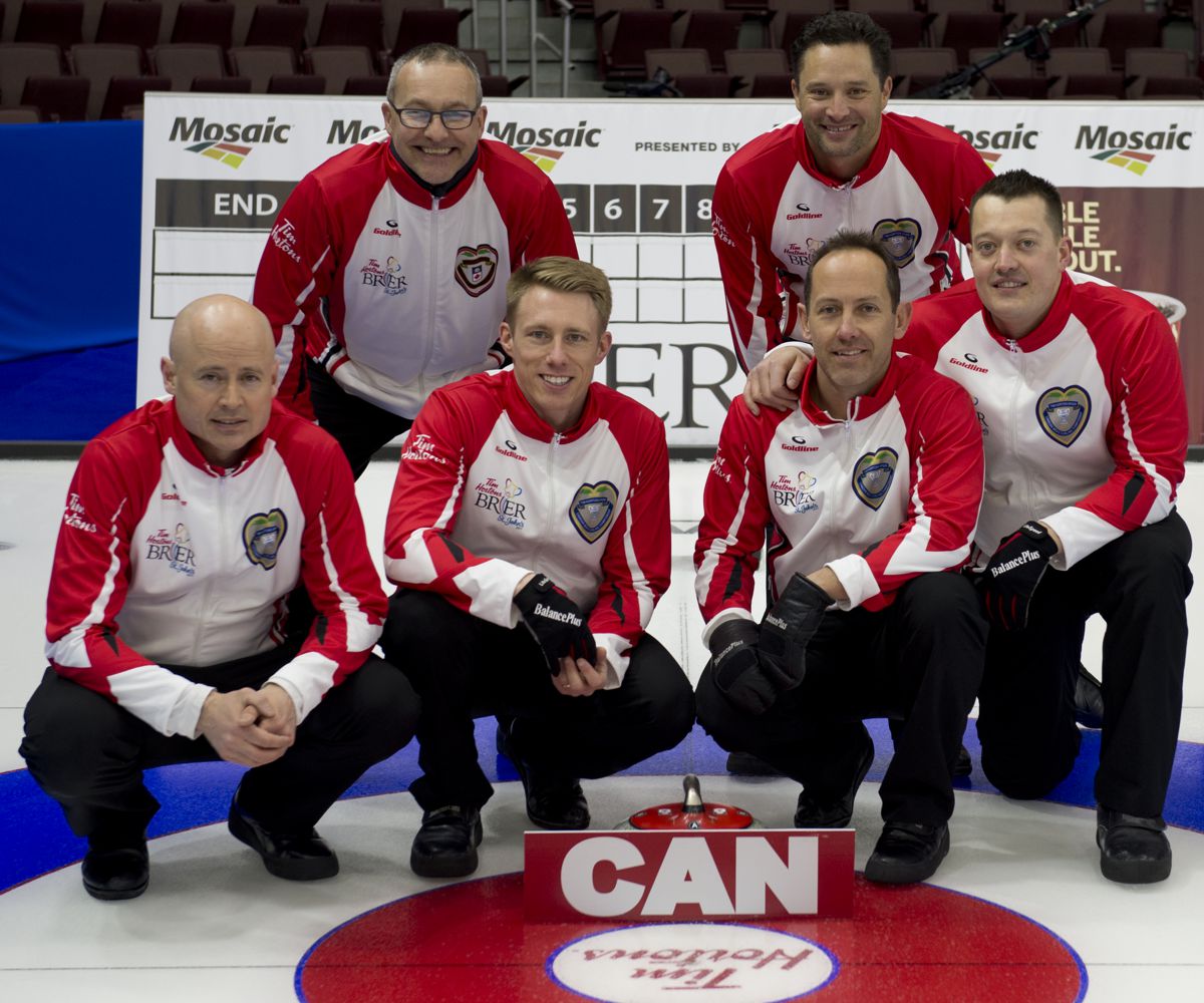 CurlingCanada's tweet image. Congratulations to Team Canada on winning the semifinal! @TeamKevinKoe will now face @TeamGushue in the #Brier2017 final.
