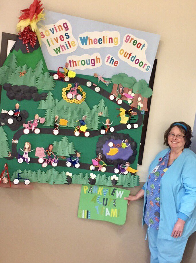 LynHavens's tweet photo. Charmin did a fantastic job as Wall of Fame Leader, planning the project &amp; involving everyone! She even used dialysate caps for our wheels! https://t.co/luHmEwyJfE