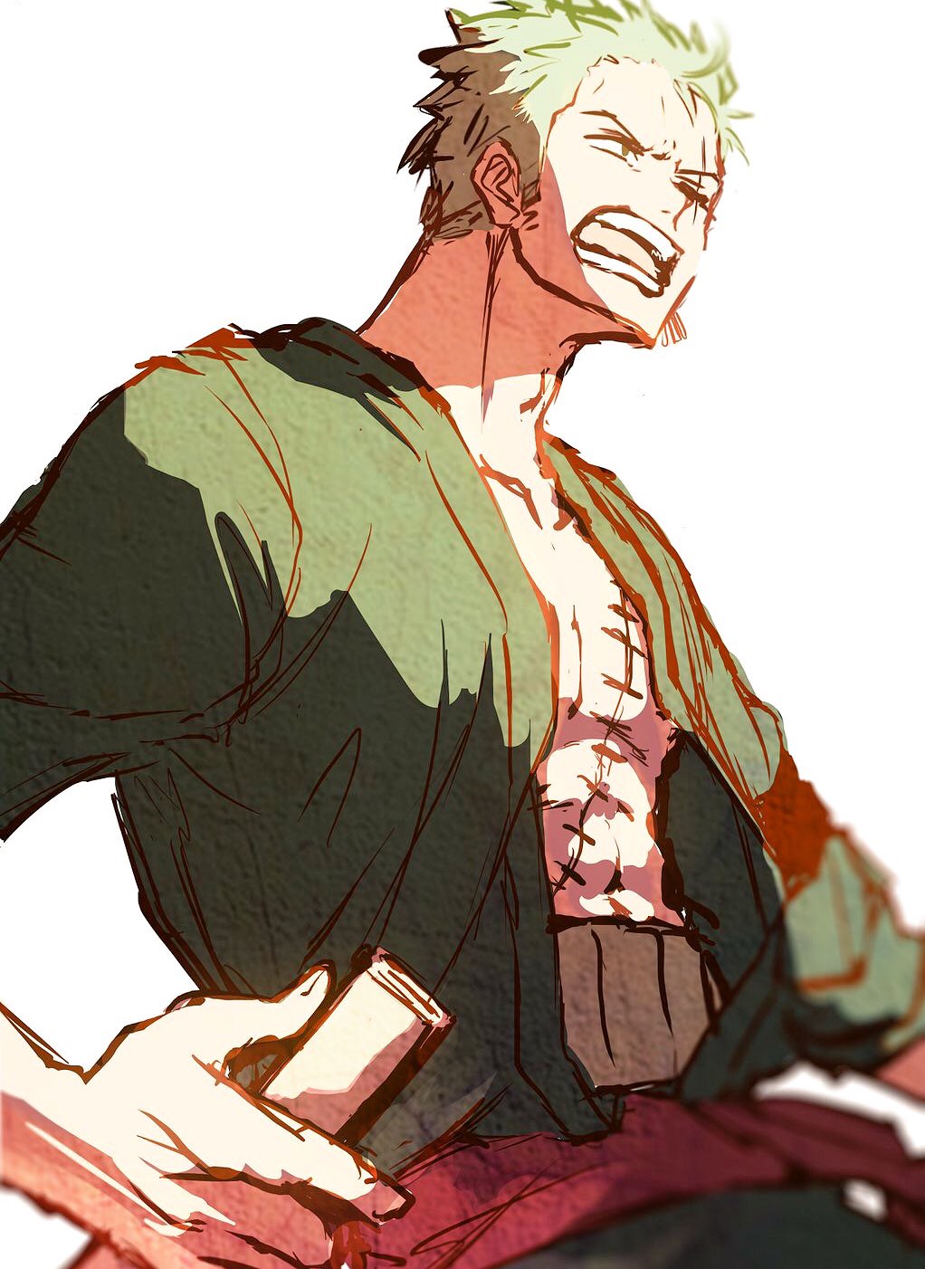 赤酢キヱシ 行くぜ 順番は思いついた順 ロロノア ゾロ One Piece 人生で一番最初に惚れたキャラ というよりも気付いたら好きになっていた 時折大量に血を流すので心配になる むしろ私が瀕死になる 構図上刀は入りませんでした