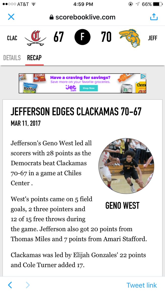 <a href="/JeffersonDemos/">Jefferson Demos</a> wins the 6a State Championship. Congrats to <a href="/CavsOfClackamas/">Clackamas Athletics</a> on a great season!
@young_west11 had 28
scorebooklive.com/games/23207-cl…