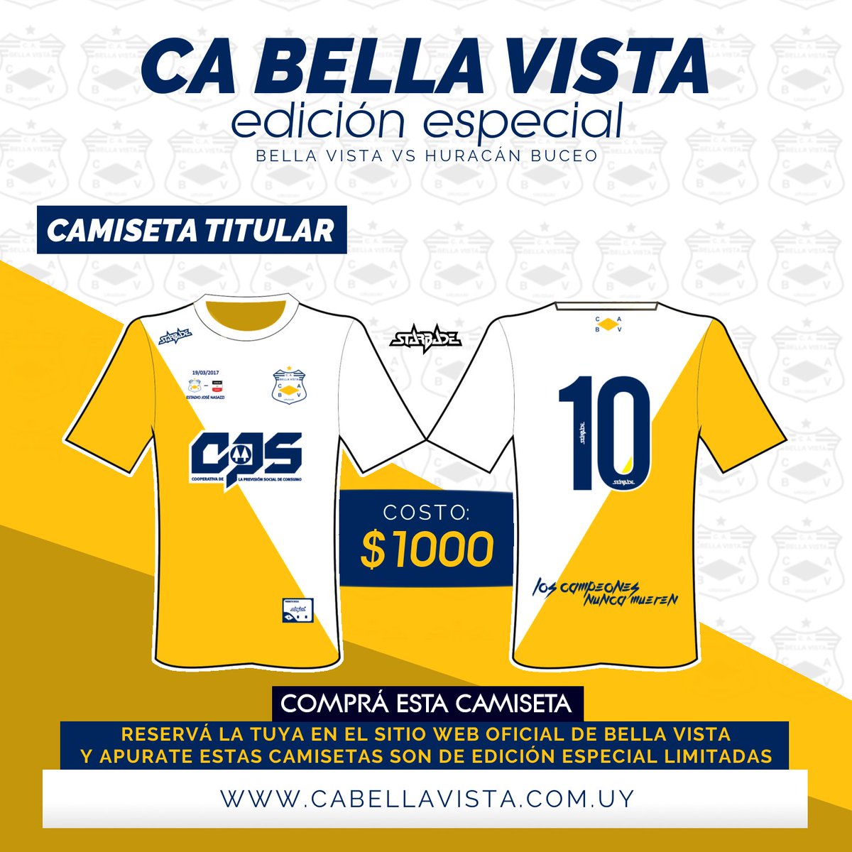 BellaVistaUY's tweet photo. #LaGloriosaAuriblanca Bella Vista vestirá camisetas especiales de diseño para su partido presentación 2017 https://t.co/cpGY4QvCz5 https://t.co/hzbQblDqZt