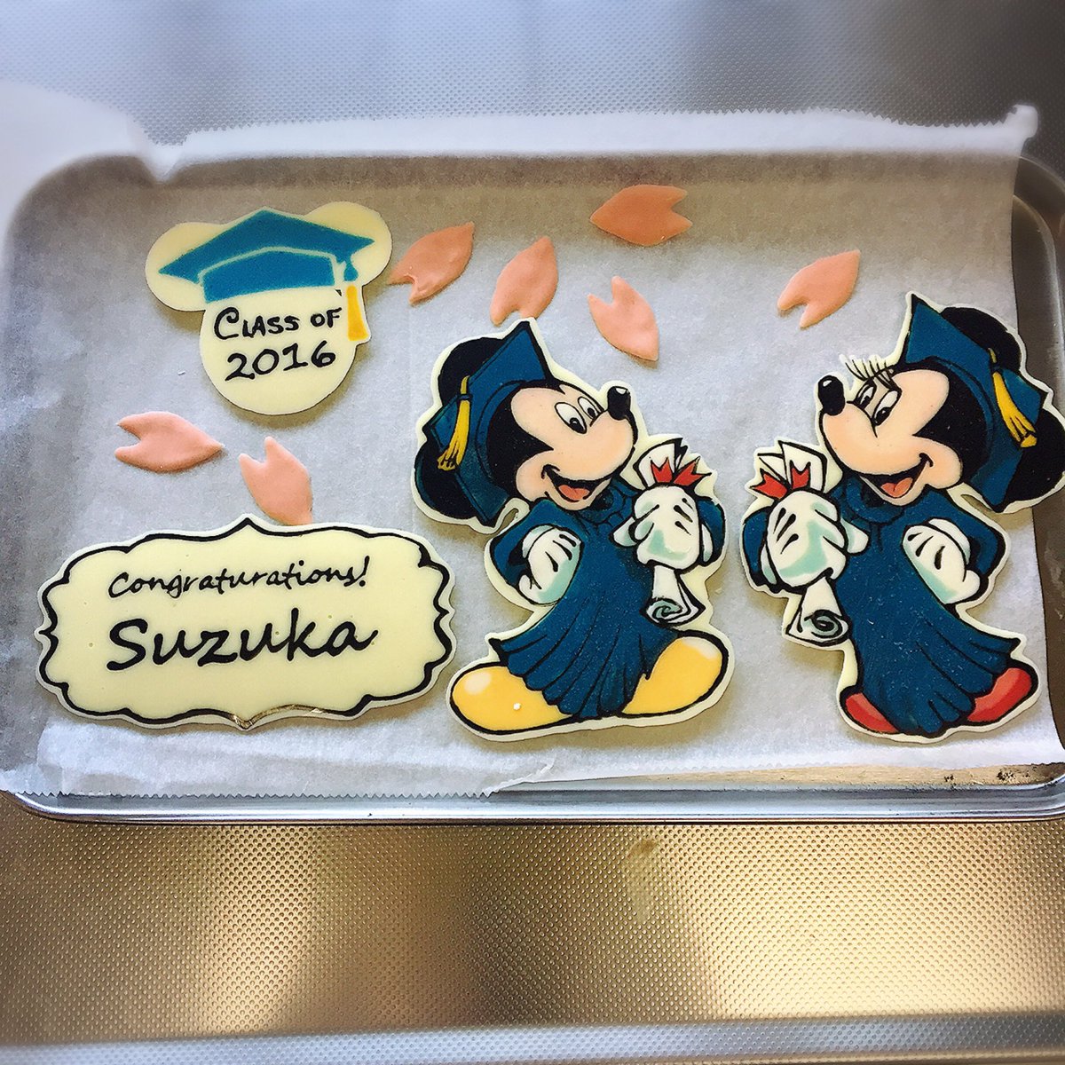 モロン ミッキーとミニーの卒業おめでとうケーキを作りました Mickeyandminnie Graduationcake ディズニー キャラチョコ チーズケーキ