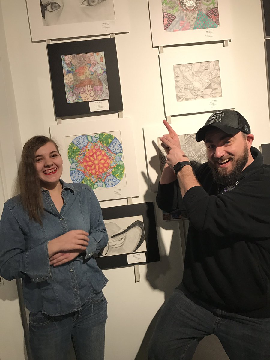 ReutherChad's tweet photo. Open night at the District Wide Student Art Exhibit was fun! So many talented Bulldogs! #wearereuther #kusd #studentart #kenosha https://t.co/4sRHh6QTCB