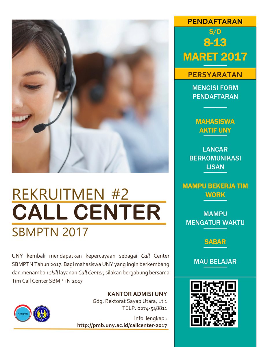 leonandar's tweet photo. Telat Share.. Info bergabung Callcenter SBMPTN 2017 ..daftar online @exploreuny @bidadariUNY @UNYyogyakarta d https://t.co/XzN20X8HJI