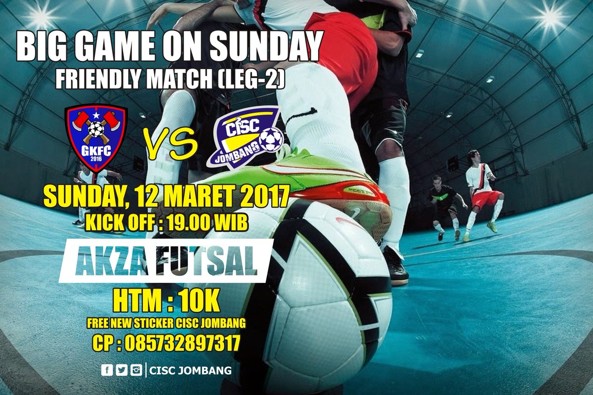 CISCjombang's tweet photo. Nih guys.. mimin ingetin lagi. BIG GAME SUNDAY.
Nanti malam di akza futsal.
Ramaikan guys..
.
#ciscjbg
#chelseaindo https://t.co/CWO2Xrw3gk
