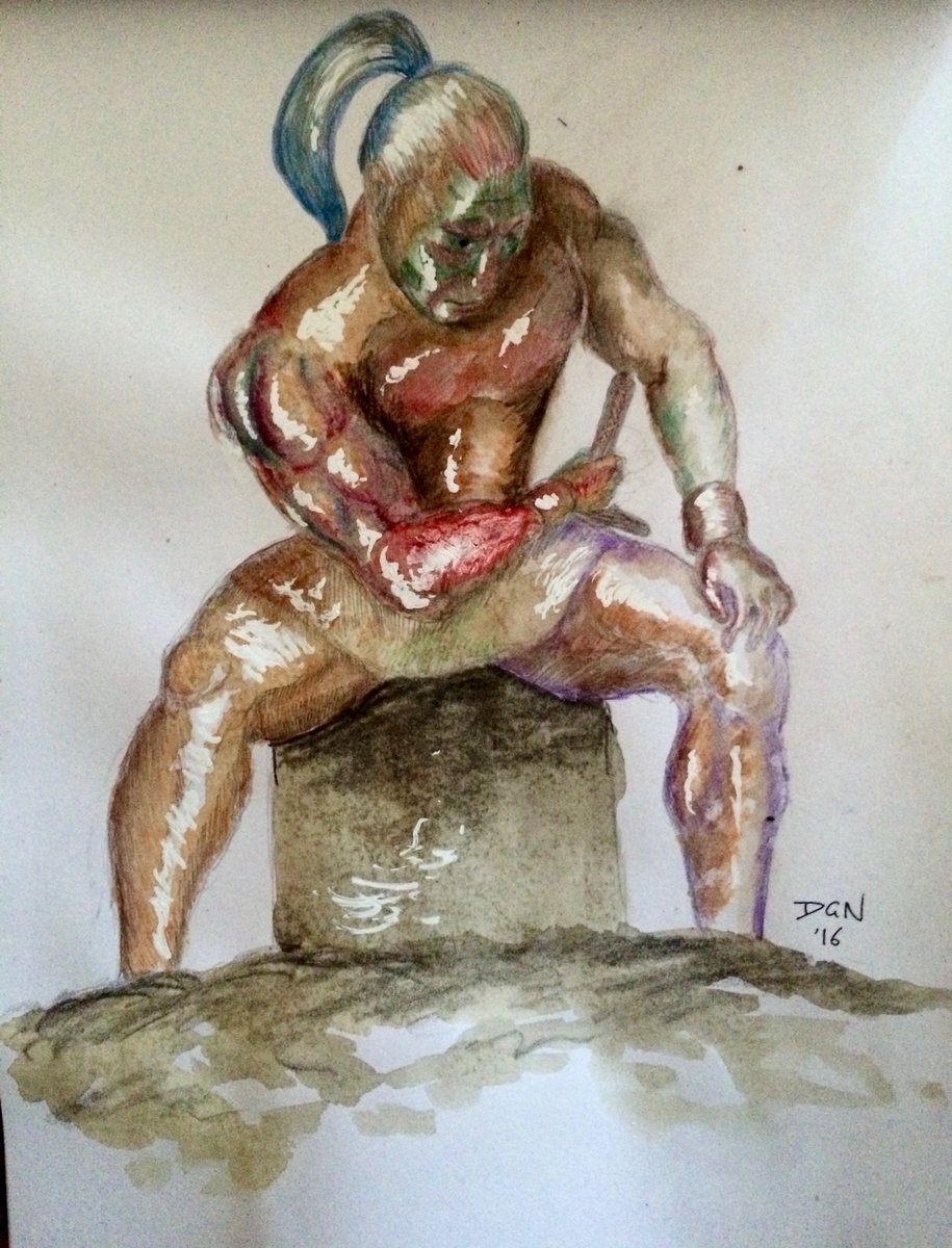 #Watercolour #painting I did. Warrior contemplating the battle.