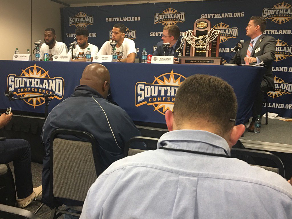 BrentZwerneman's tweet photo. This was a first: The New Orleans players, led by Christavious Gill, shook all reporters' hands at press conference: https://t.co/lh9tWucgtK