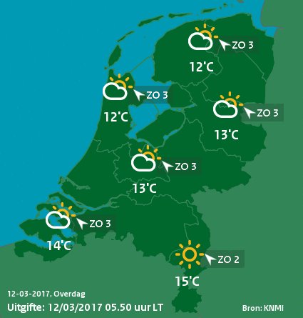 Goedemorgen! Het is 7 uur. Hier is de verwachting voor vandaag (van het KNMI)!