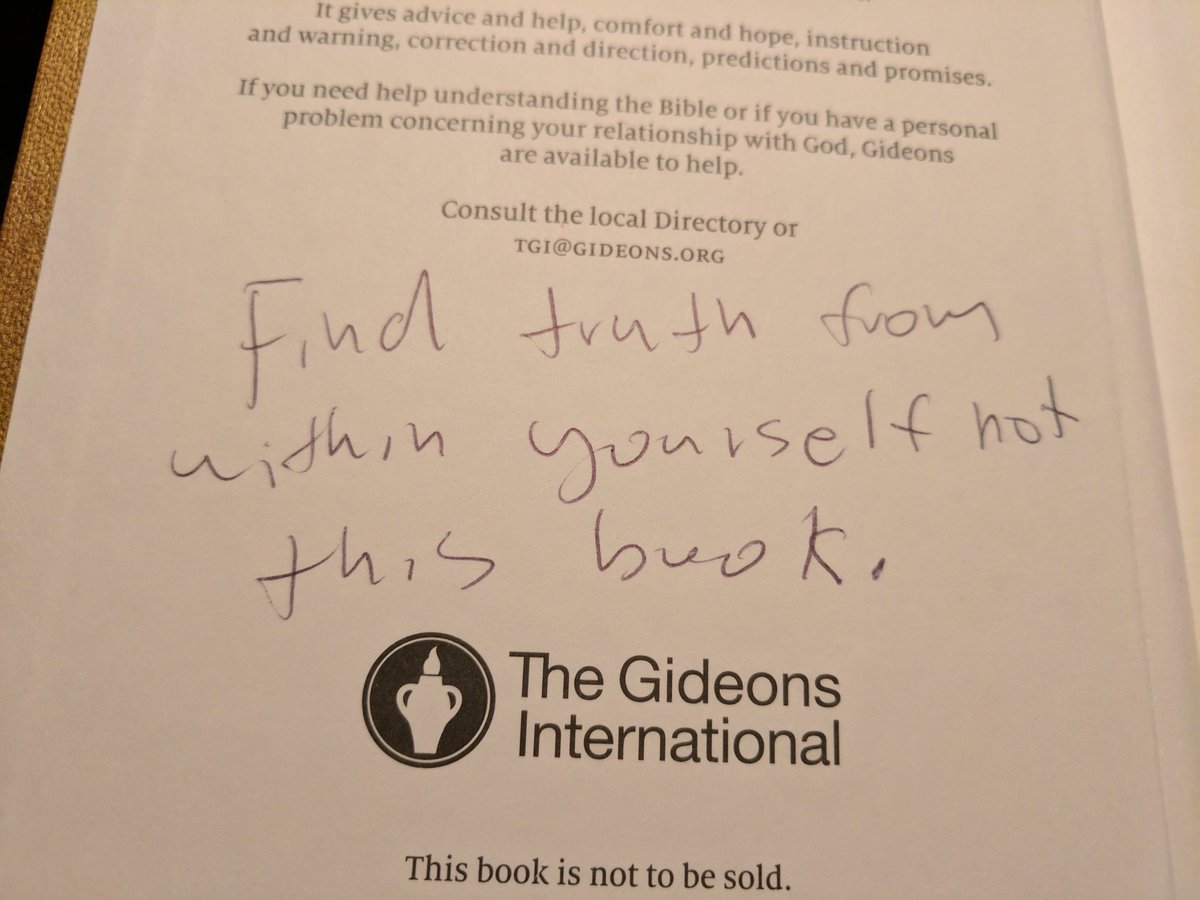 A regular hotel bible found with some notes.