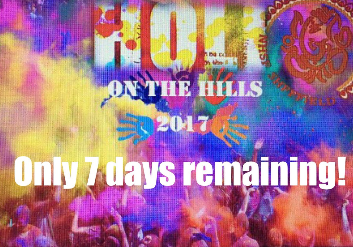 NHSFSheffield's tweet photo. Happy Holi! Only 7 days remaining until the event! Further details are provided in the link below: 
Facebook Event- https://t.co/qgrqomUlBC https://t.co/joUi0tEJ2U
