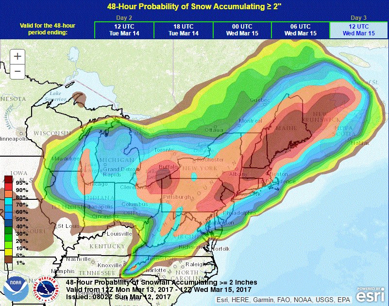 NWSWPC's tweet image. Latest probabilities of receiving at least 2" and 12" of #snow in the upcoming winter storm in the Mid-Atlantic/NE. origin.wpc.ncep.noaa.gov/pwpf/wwd_accum…