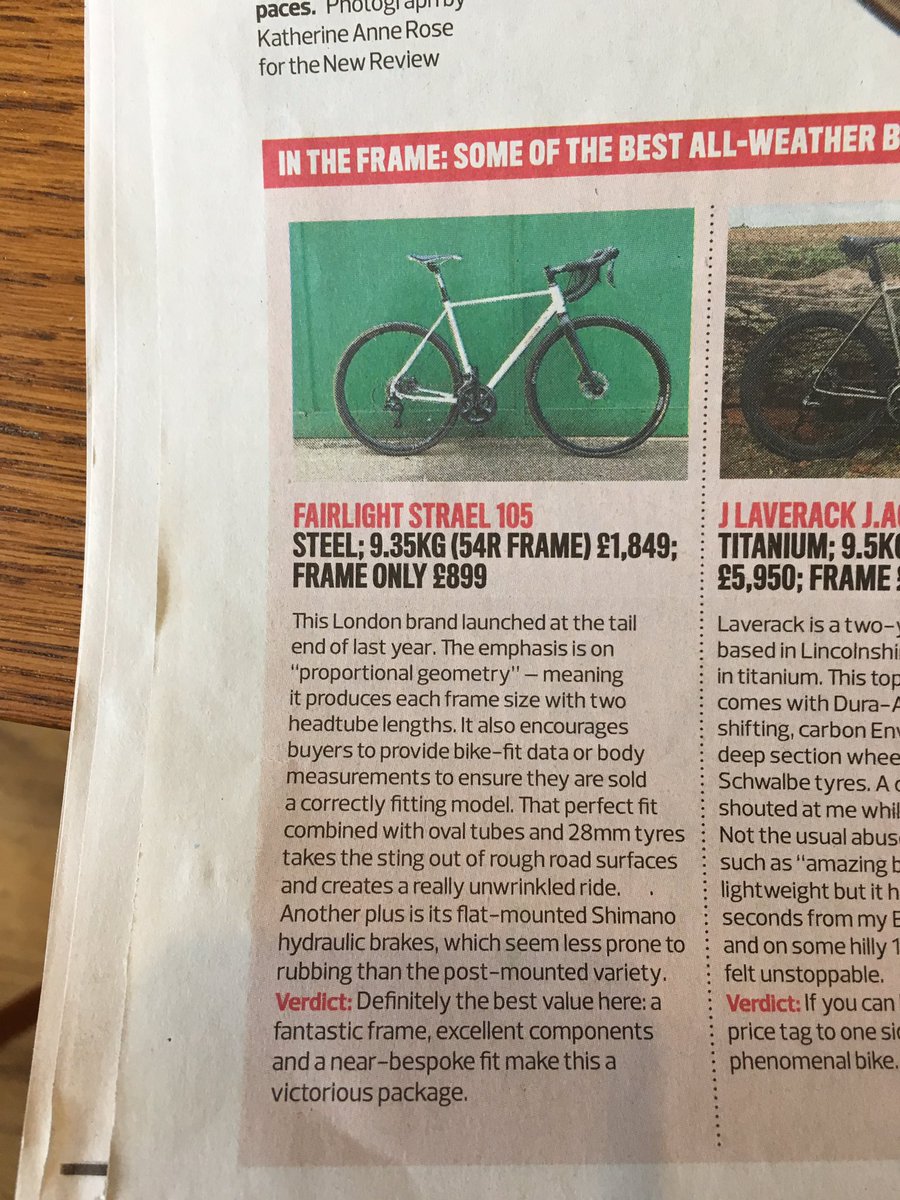 Anyone reading the observer today - keep an eye out for the glowing review of my husbands bike brand <a href="/FairlightCycles/">Fairlight Cycles Ltd</a>