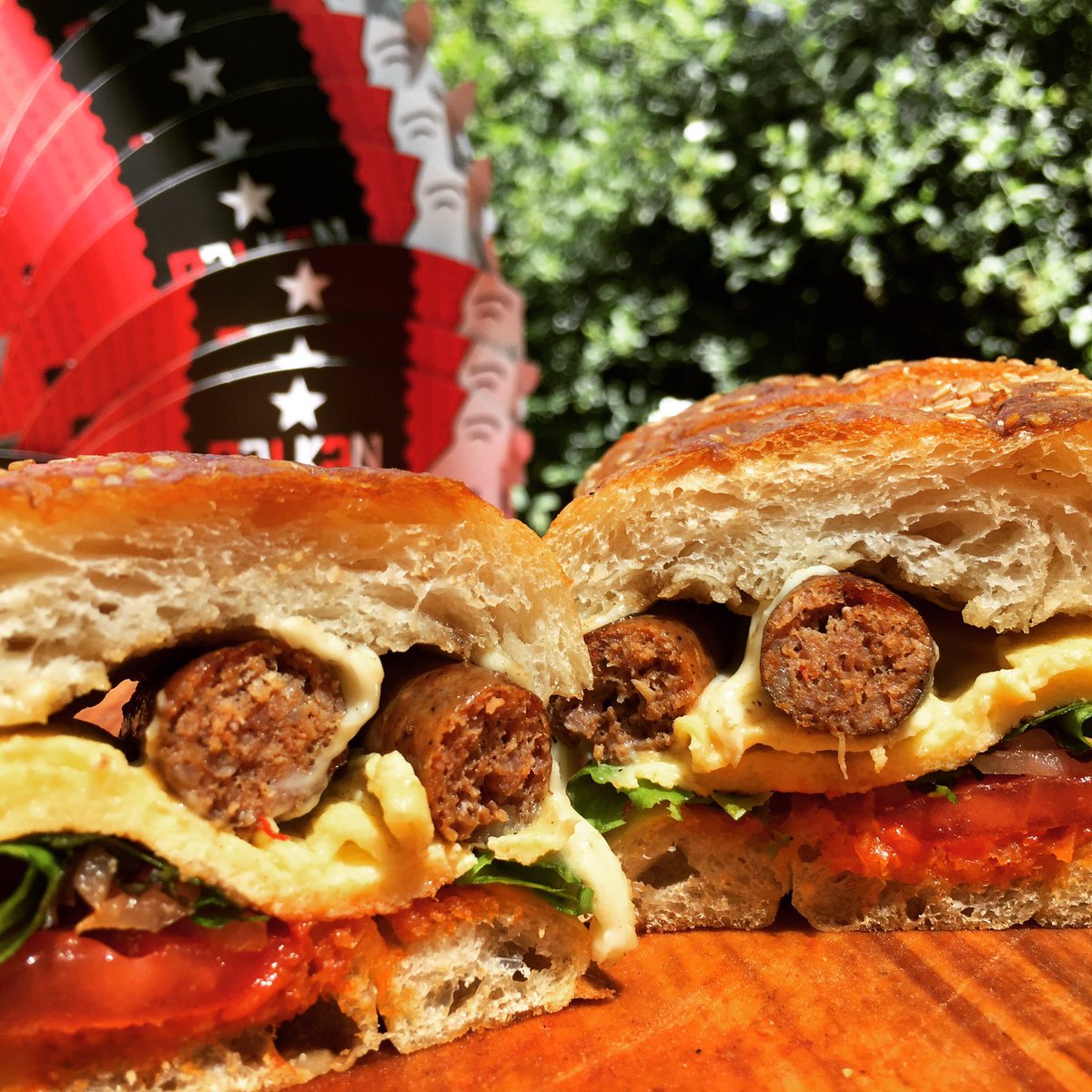 BalkanBurgerSA's tweet photo. #testkitchen day8 @4waysfarmarket we finally got #balkanbrekfast right! #kobasica (piquant serb wors) & #mozzarela #omlete #burgerredefined https://t.co/BObYZBGmmx