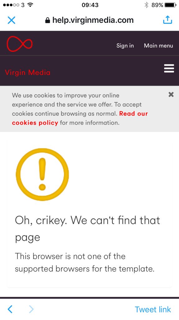 @ajaxgeezer <a href="/virginmedia/">Virgin Media ❤️</a> That link doesn't work. I get this...