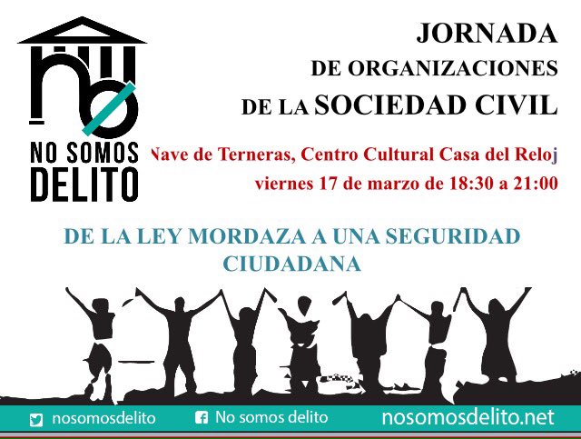 APM_Madrid's tweet photo. .@Nosomosdelito 17/3/17
JORNADA de Organizaciones de la SOCIEDAD CIVIL en MATADERO

https://t.co/KlosPJ8kP0… https://t.co/xcJ3bKsgzw