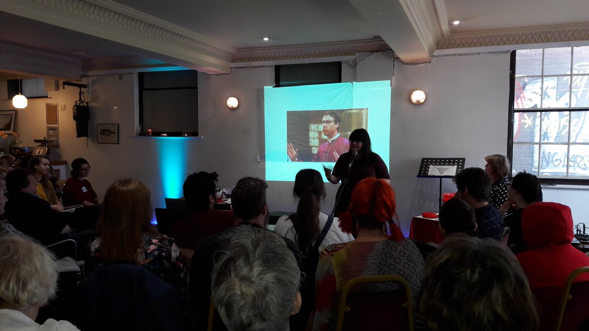 SheFestSY's tweet photo. 'Atheist fake church for comedians!' @SunAssemblyShef @chellaquint @DINAvenue #SheFest2017 #BishopGate https://t.co/iaVdQl5noP