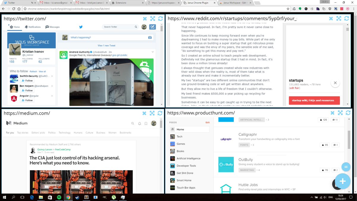 k_ivanow's tweet image. #janusWorkspace got 100 installs over the weekend, so here is my use of it #chromeplugin #js #chrome
chrome.google.com/webstore/detai…