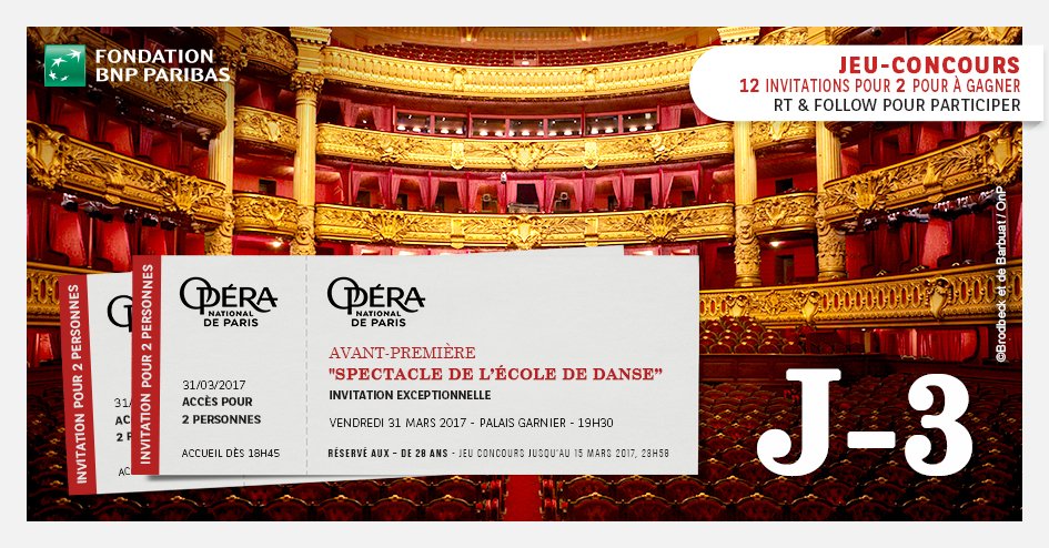 FondationBNPP's tweet image. Dernière ligne droite pour gagner votre invitation pour 2 personnes au Palais Garnier ! RT&amp;amp;Follow @FondationBNPP pour jouer #ONPJeunes