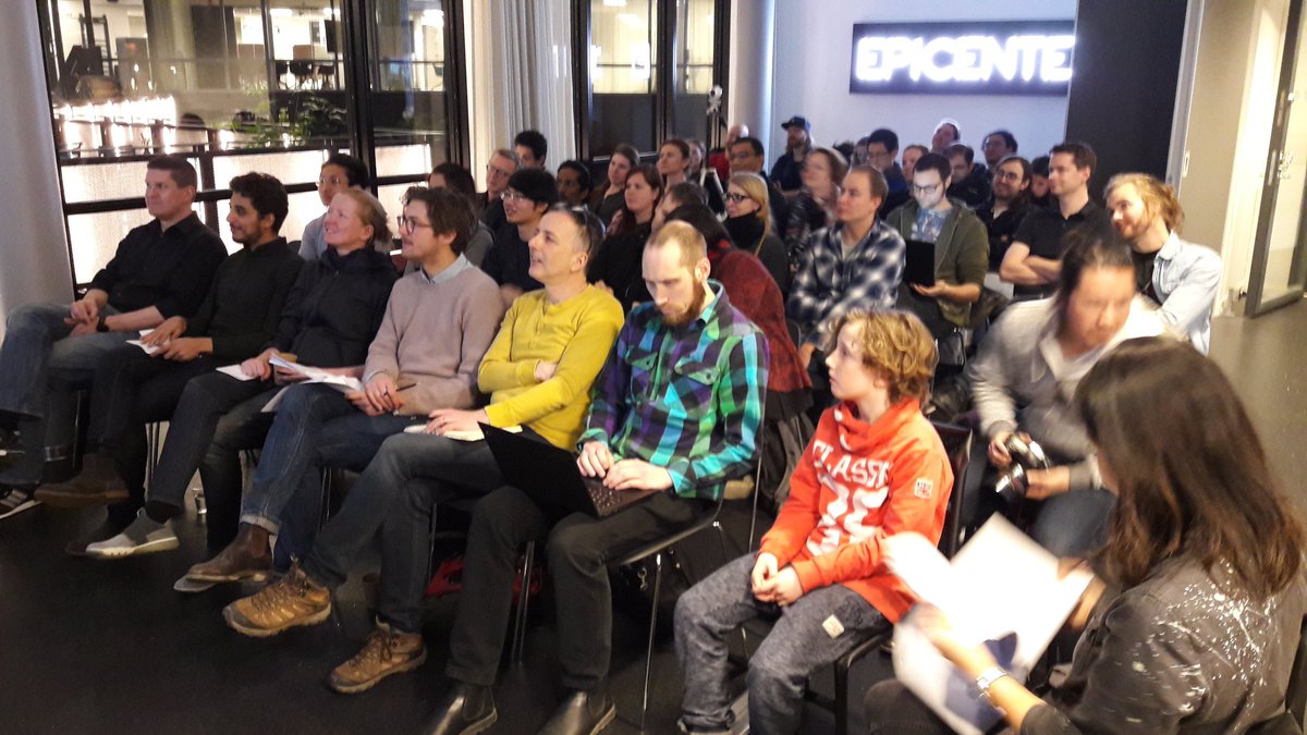 EpicenterSthlm's tweet photo. Final pitch time at #vrscihack - The worlds first immersive media event dedicated to science! #nordictech https://t.co/ttsL6CoCI8