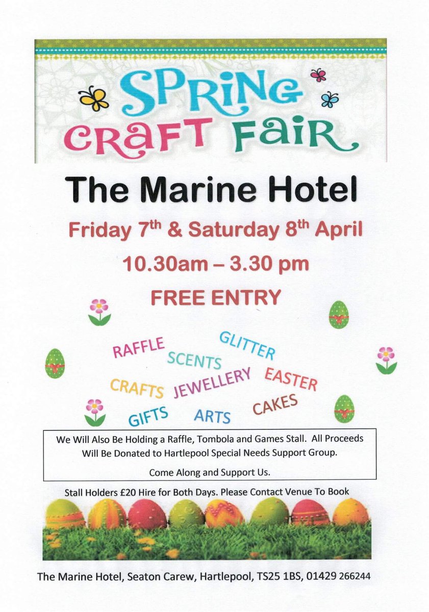 _JenCraft's tweet photo. Easter craft fayre at the Marine Hotel.
We are going along with lots of other stalls. Hope to see you their. https://t.co/uZ5yiT8hqO
