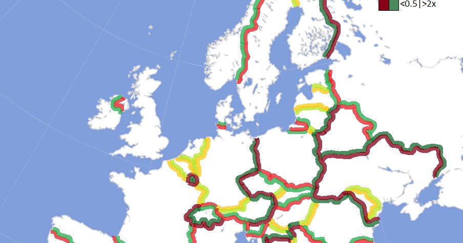 VividMaps's tweet photo. Differences in nominal GDP/capita across national borders https://t.co/kUOpa92YJg #Economics #Europe https://t.co/PIUM87tzvc