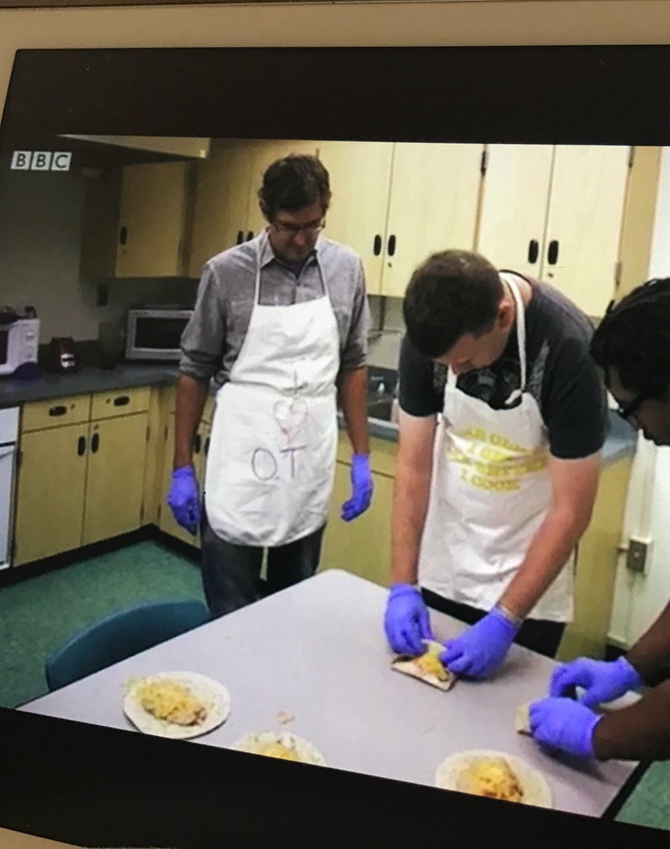 Lucia2401OT's tweet photo. @louistheroux in an 'I ❤️ OT' cooking apron!! Love him even more! #byreasonofinsanity #OccupationalTherapy #MentalHealthMatters @BAOTCOT https://t.co/IRVLm70u5T