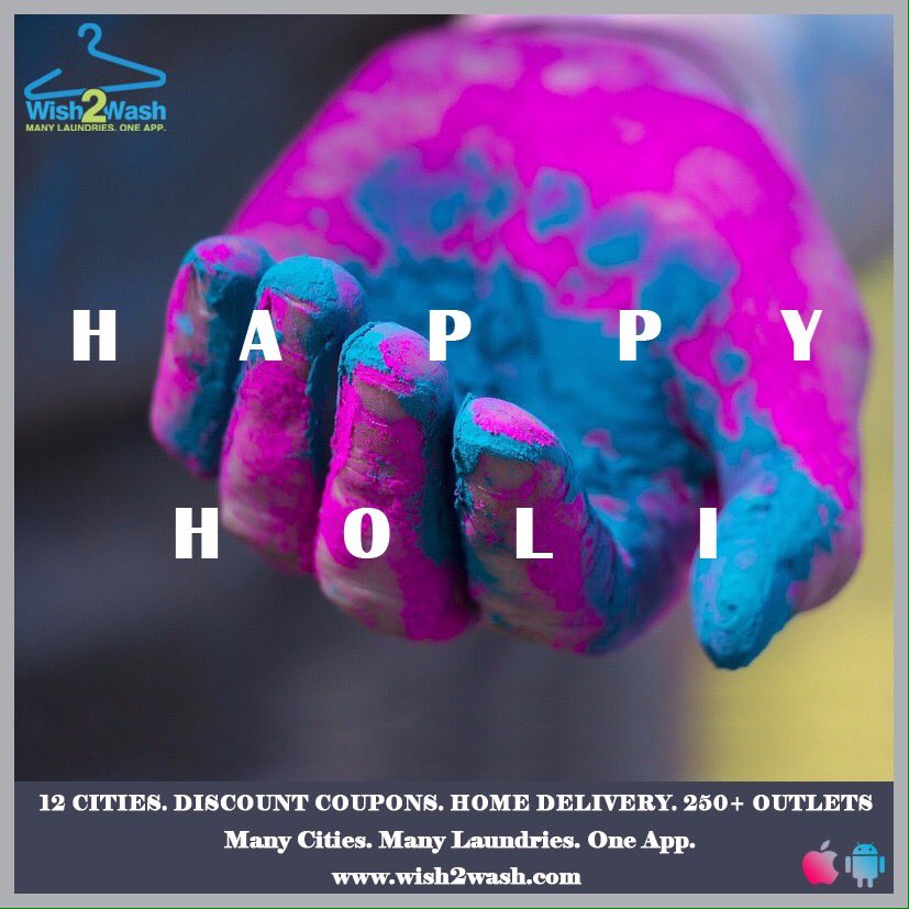 wishtowash's tweet photo. Wish you a very happy Holi! #Wish2Wash #Celebration #Holi2017 https://t.co/pkn3mPcsju