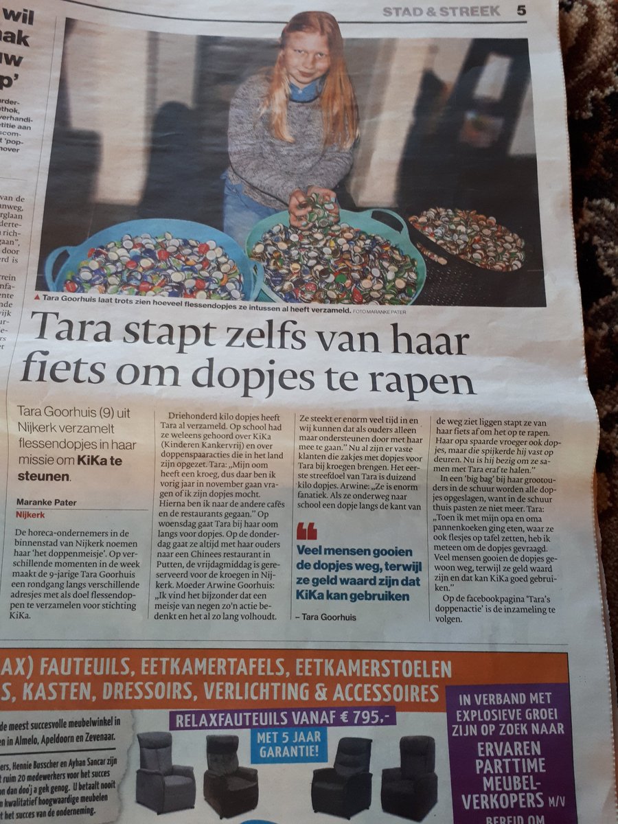 En nu staat ze ook in de stentor gaat lekker zo