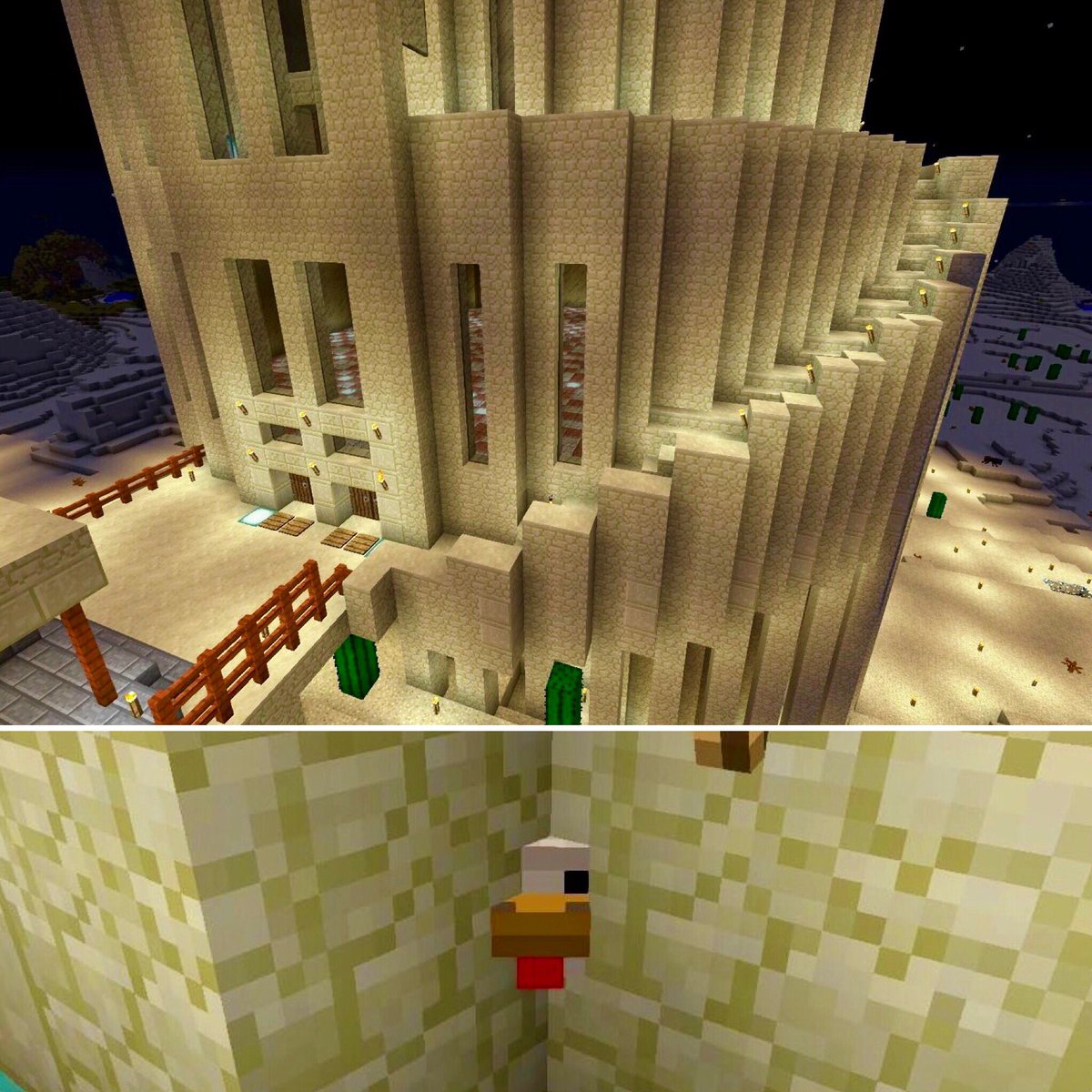 Jeani Saiki バベルの塔 螺旋階段もできました 近所の鳥さんも気になって見ております The Tower Of Babel A Spiral Staircase Was Made Minecraft マインクラフト マイクラ
