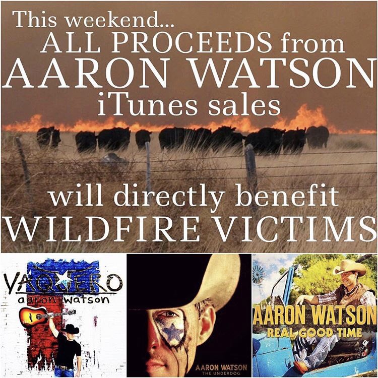 aaron_watson's tweet photo. Please retweet. Today all proceeds from our iTunes sales benefit wild fire victims. https://t.co/iyB1oMH5YP https://t.co/LWO6ylzS1v