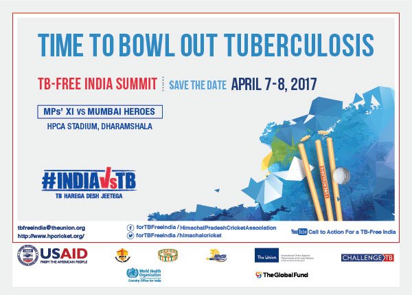 forTBfreeIndia's tweet photo. TB-Free India Summit April 7-8,2017 @ Dharamshala,HP.Time to bowl out TB Cricket4TB #INDIAvsTB @usaid_india @TheUnion_TBLH @himachalcricket https://t.co/tOOZkIUyuR
