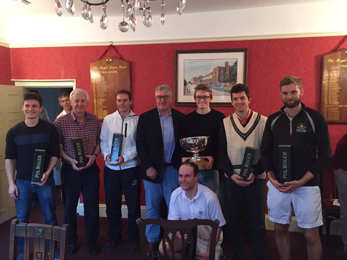 RoyalTennisCt's tweet photo. Congratulations to @cam_tennis on winning the @TRA_Ltd @Pol_Roger Trophy today @HRP_palaces defeating @TheQueensClub https://t.co/Kq5sjXuyTb