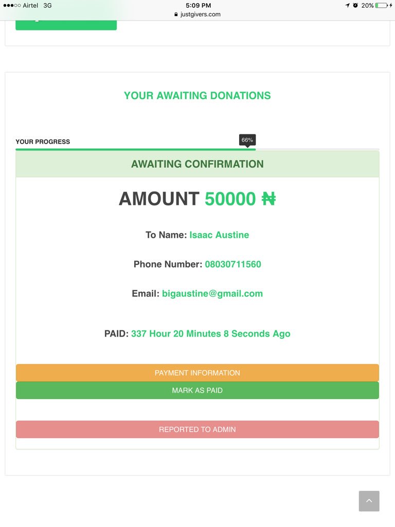 DavidsonAdepoju's tweet photo. @justgivers admin you have not respond to my complaint this man call Isaac Austin uploaded fake teller for more than 2weeks nothing was done https://t.co/zGq9L4Vwp7