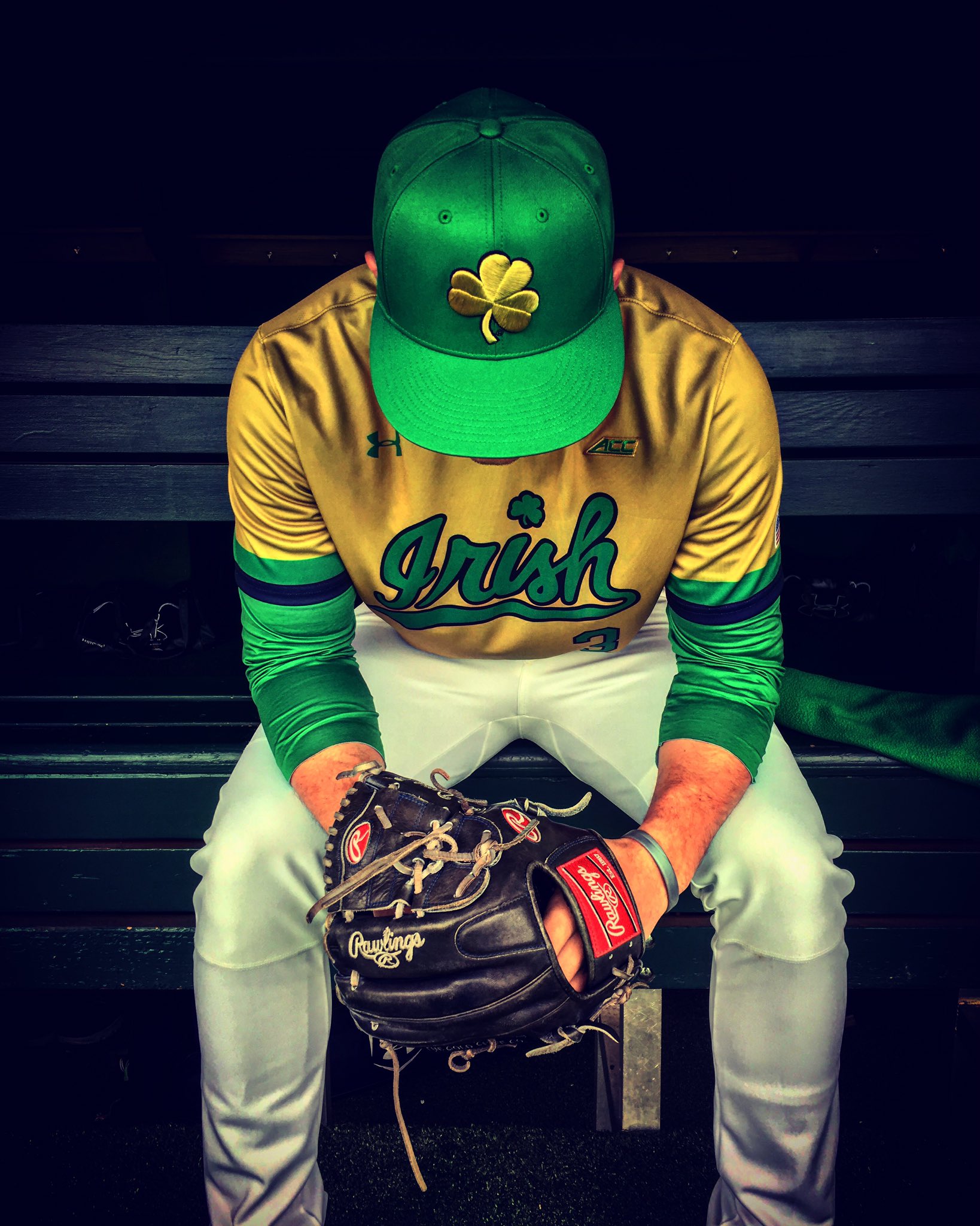 notre dame baseball jersey green