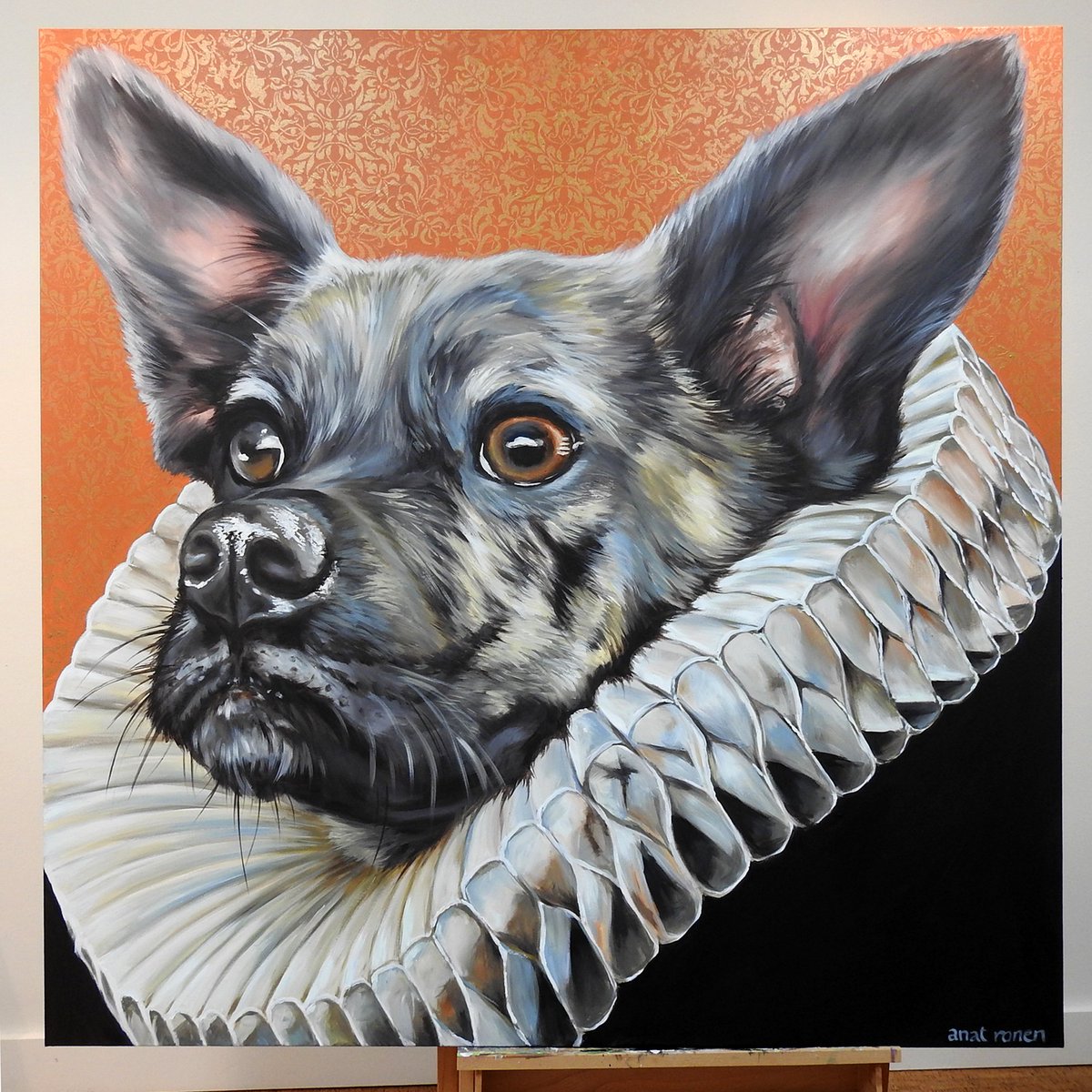 Oscar, a royal dog! recent #commission Latex on BIG canvas, 5'x5'