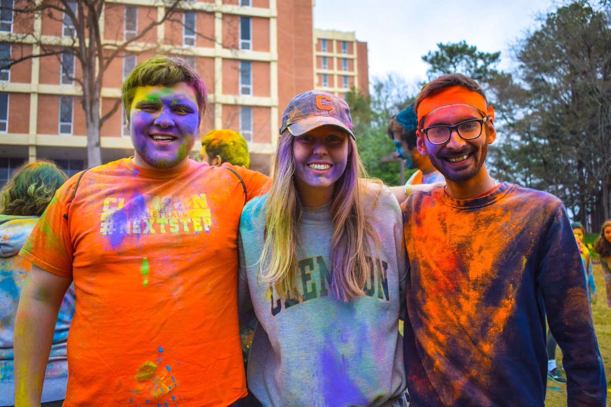 ClemsonUniv's tweet photo. We loved seeing our #ClemsonFamily come out today to celebrate #Holi! https://t.co/RT1pkoFw3A
