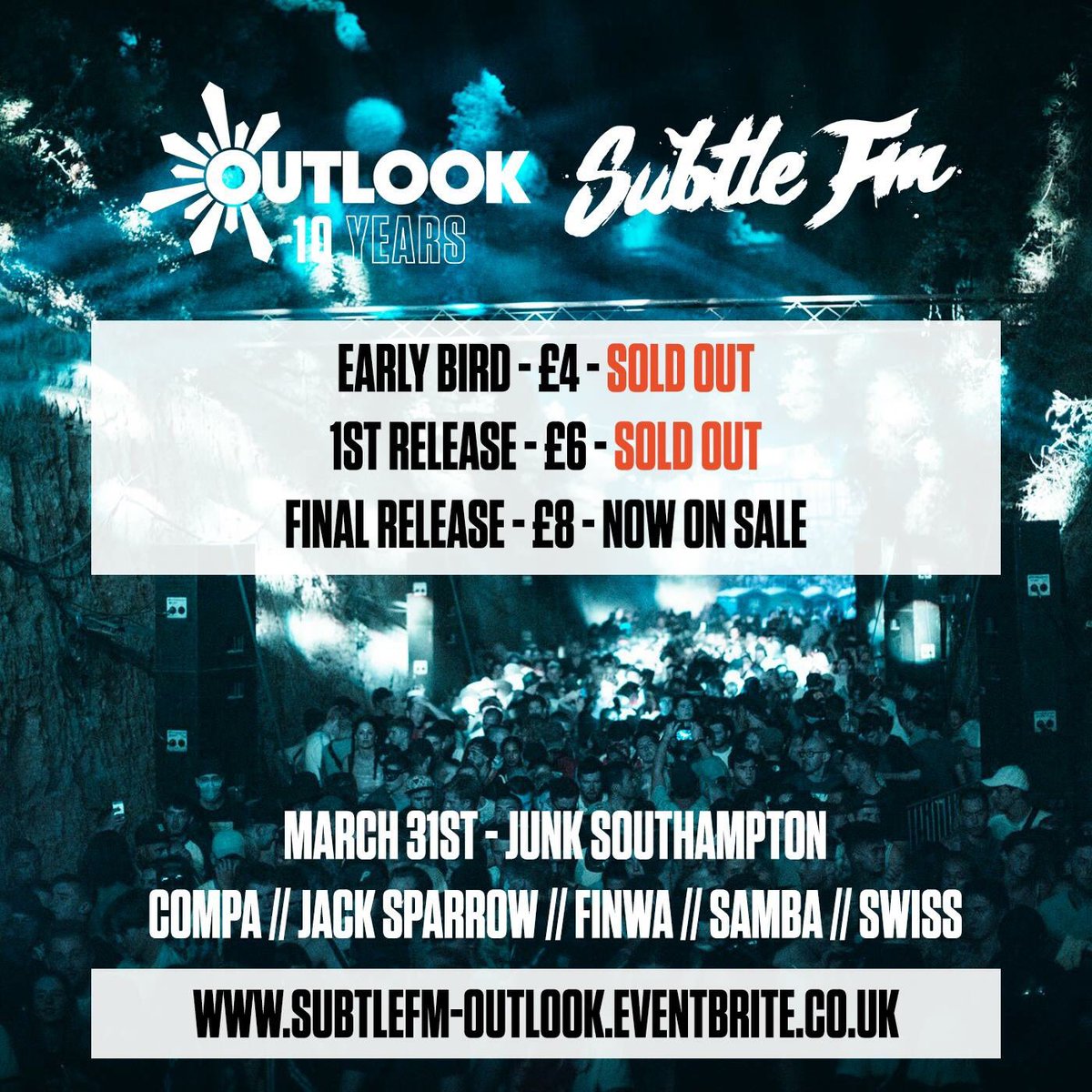 FINAL RELEASE be quick! Save your pennies and grab a ticket, MOTD <a href="/OutlookFestival/">Outlook Festival</a> <a href="/CompaUK/">Compa</a> <a href="/_JackSparrow_/">J.Sparrow</a> @junkclubuk #dubstep #southampton