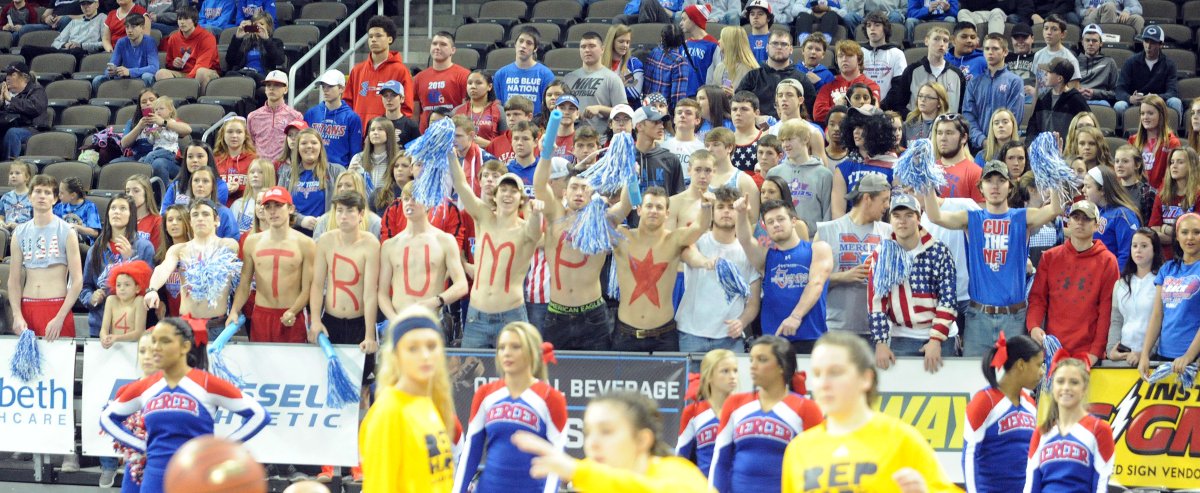 MOvering's tweet photo. The @MercerCountySS is making student sections great again with its performance in the state tournament. Great crowd every game this week. https://t.co/7vXSpiG2Xj