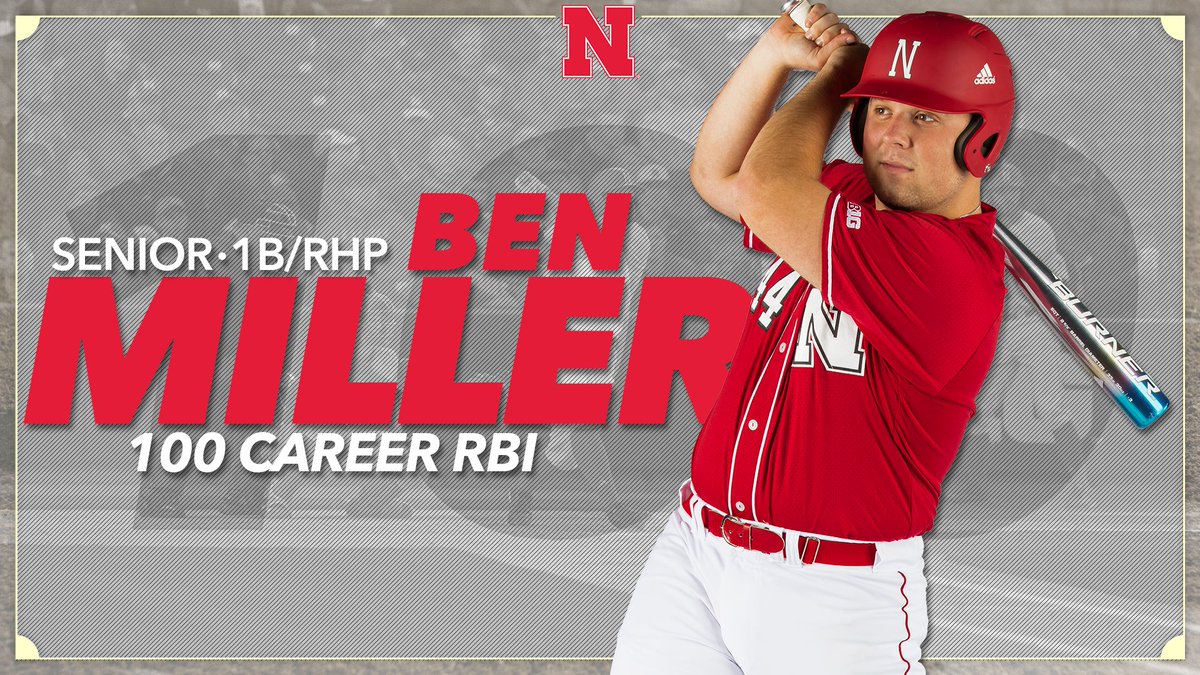 HuskerBaseball's tweet photo. 💯

Congrats to @BenMiller44 on reaching the century mark in career RBIs! https://t.co/Earjg5drGZ