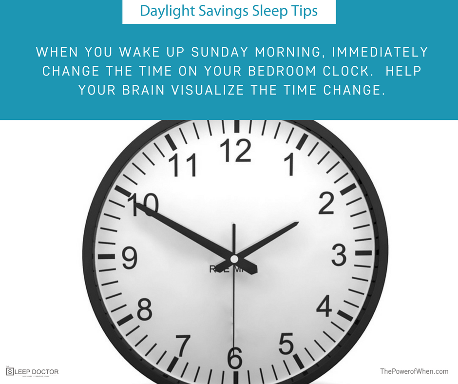 thesleepdoctor's tweet photo. Daylight Savings Sleep Tip #7 
Change your clock FIRST THING Sunday morning! 
https://t.co/m2Q80OWTXn @thesleepdoctor
#daylightsavings https://t.co/ZU7hDwFFml