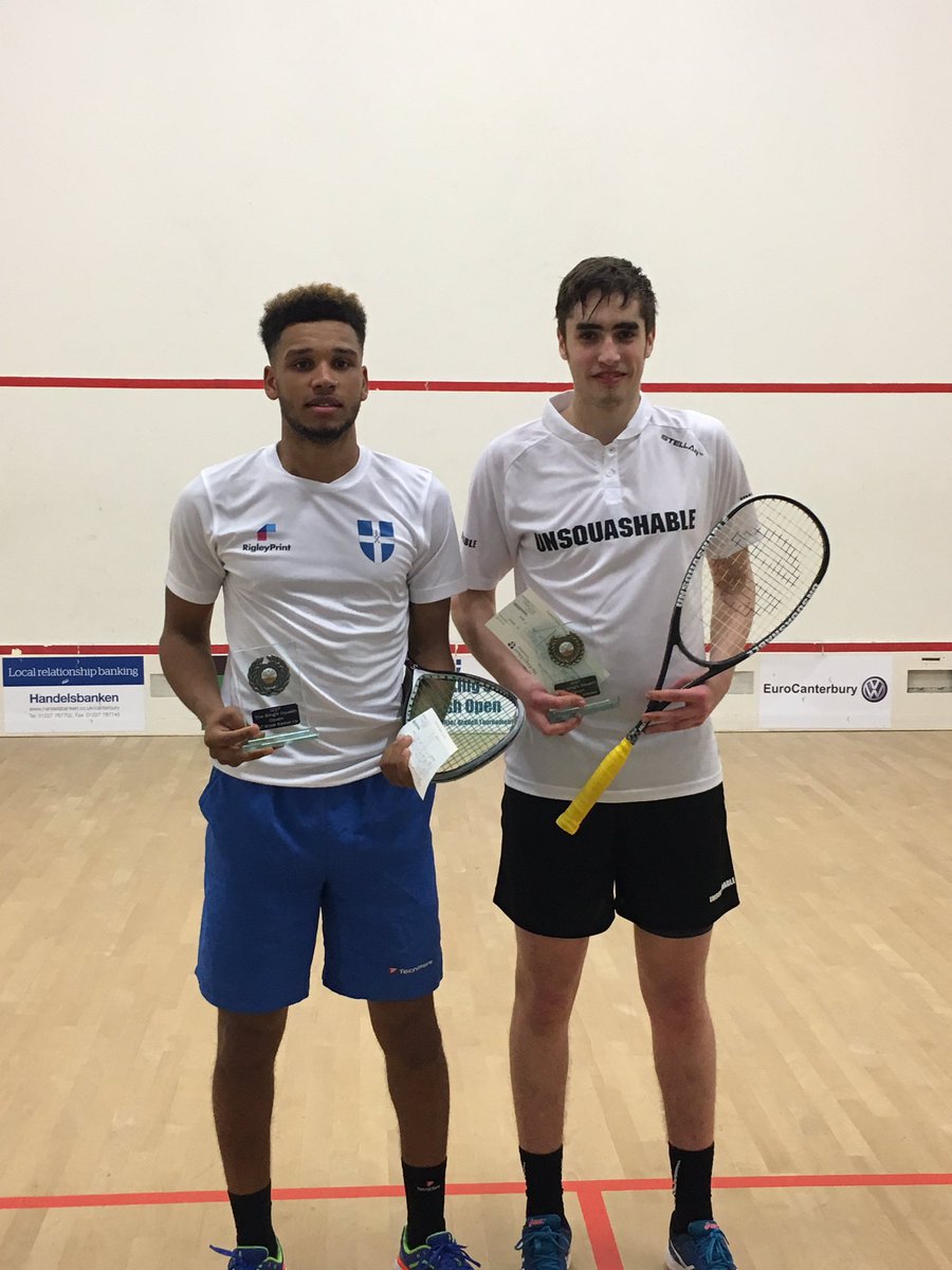 ks_sportscentre's tweet photo. The A Grade finalists @joshuamasters95 and @richie_fallows after being presented with their trophies #KingsSquashOpen https://t.co/FYDwMpdSK5