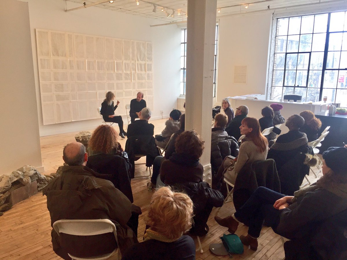 artist Ruth Hardinger in conversation with writer Richard Vine on the final day of Hardinger's solo exhibition, "Eye of the Earth"