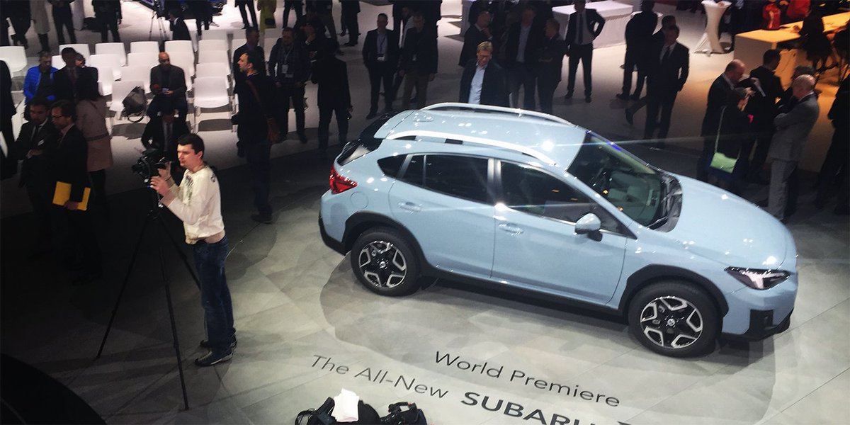 SubaruCanada's tweet photo. The all-new 2018 #SubaruCrosstrek getting ready for its close-up at @GimsSwiss earlier this week. https://t.co/MiGqa1PnIk https://t.co/EKEFr9gmmn