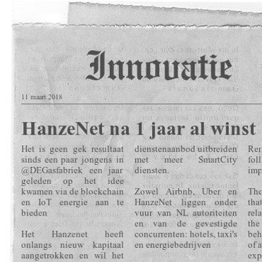 DEGasfabriek's tweet photo. Krant van 11 maart 2018. Niets mis met dit nieuws, toch? Pas op gevestigde energie dino's, het #HanzeNet komt eraan, met blockchain & IoT. https://t.co/NrewfN48E0