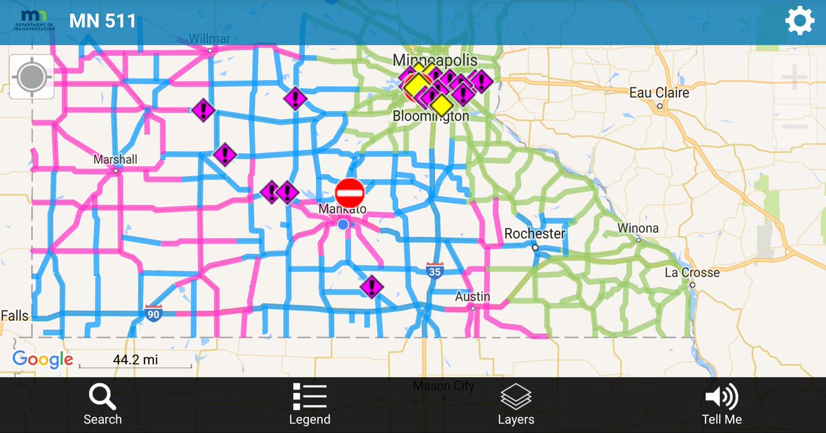 mndotscentral's tweet image. Conditions are rapidly deteriorating in SC and SW MN. Heavy snow falling. Roads are slippery.  #Slowdown