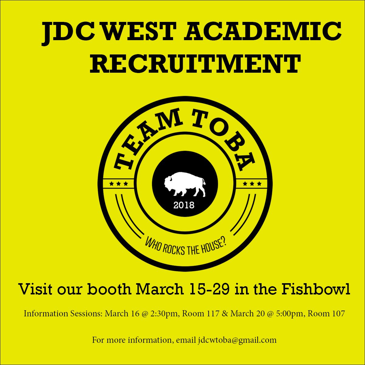 It's that time of year again!! Academic recruitment begins this week! #teamtoba2018 #rockthehouse #jdcwest