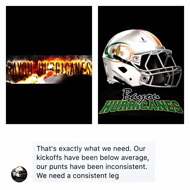 KinfolkKicks's tweet photo. Excited to announce my first Semi-Pro, Minor League OFFER from The @BayouHurricanes ! #GoCanes #TeamSailer @Chris_Sailer @KohlsKicking https://t.co/bAEU1DgJju