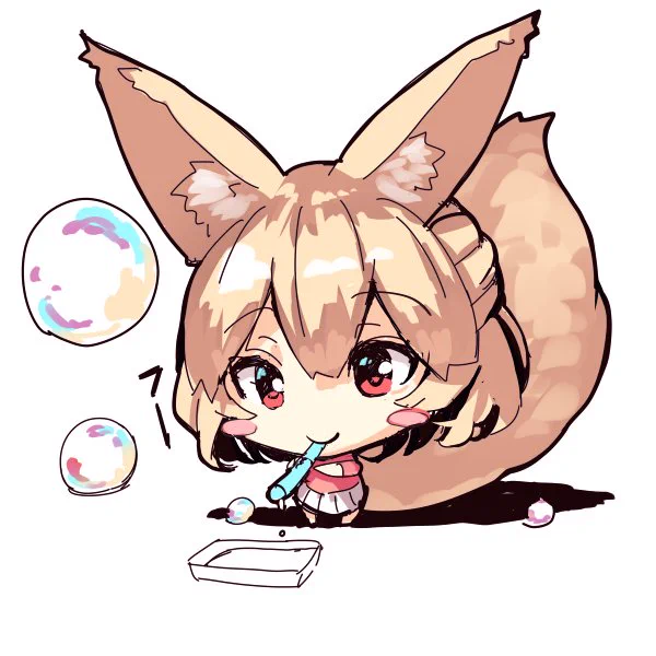 深夜のひっそり落書き!今日は狐子さんの日常ですー。シャボン玉って結構ポピュラーな遊び(?)だと思うんですが、人生のうちで2～3回しかやったこと無い気がします。昔、テレビに影響されて割れにくいシャボン玉とか作った記憶が・・・ 